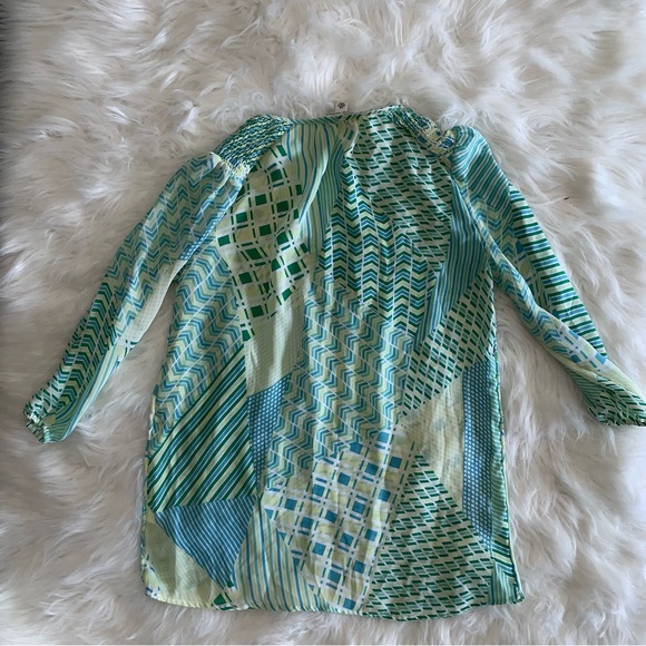 Banana Republic tunic light greens and blues, mixed pattern XS summer top - Picture 10 of 11